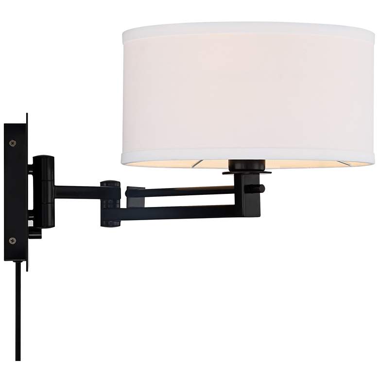Image 6 Possini Euro Aluno 12 inch High Black Swing Arm Plug-In Wall Lamp more views