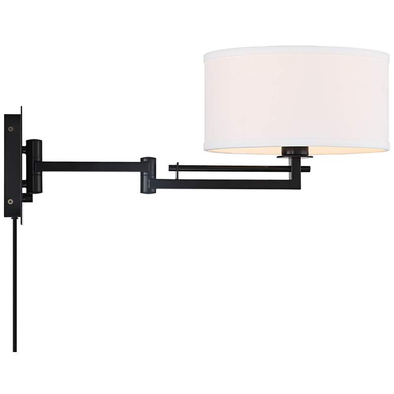 Image 7 Possini Euro Aluno 12 inch High Black Swing Arm Plug-In Wall Lamp more views