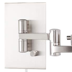 Image3 of Possini Euro Aluno Brushed Nickel Modern Plug-In Style Swing Arm Wall Lamp more views