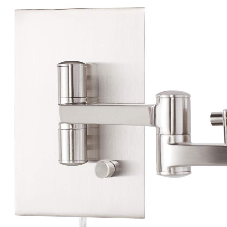 Image 3 Possini Euro Aluno Brushed Nickel Modern Plug-In Style Swing Arm Wall Lamp more views