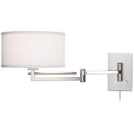 Image5 of Possini Euro Aluno Brushed Nickel Modern Plug-In Style Swing Arm Wall Lamp more views
