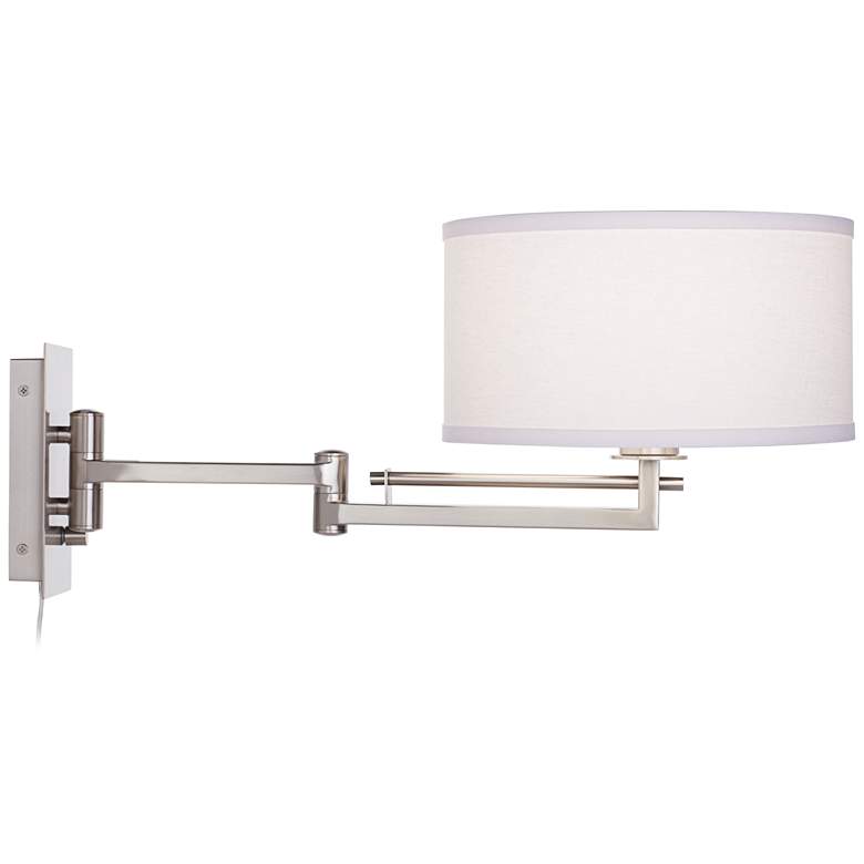 Possini Euro Aluno Brushed Nickel Modern Plug-In Style Swing Arm Wall Lamp more views