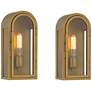3_Possini Euro Alys 13" High Aged Brass Outdoor Wall Light Set of 2