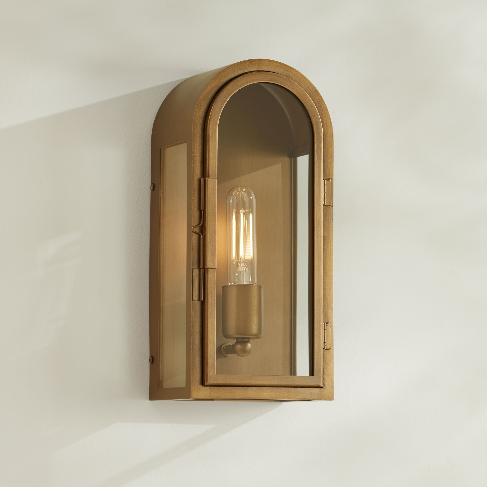 Watch A Video About the Possini Euro Alys Aged Brass Outdoor Wall Light