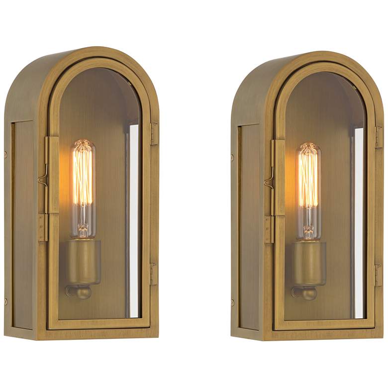 Image 2 Possini Euro Alys 13" High Aged Brass Wall Sconce Set of 2