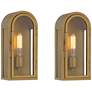 2_Possini Euro Alys 13" High Aged Brass Wall Sconce Set of 2