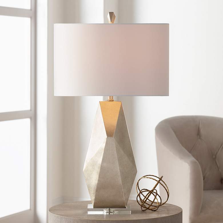 Image 1 Possini Euro Alysha 32 1/2"H Champagne Gold Geometric Table Lamp