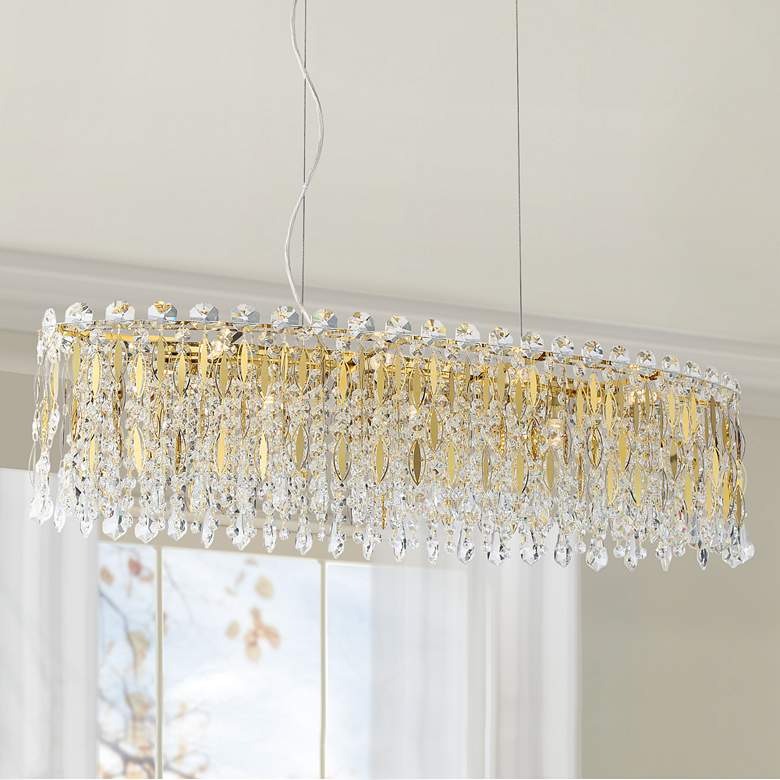 Image 1 Possini Euro Alyssa 36 1/2 inch Wide Gold and Crystal Modern LED Pendant