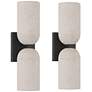 3_Possini Euro Amalfi 15"H Cement 2-Light LED Wall Sconce Set of 2