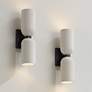 2_Possini Euro Amalfi 15"H Cement 2-Light LED Wall Sconce Set of 2