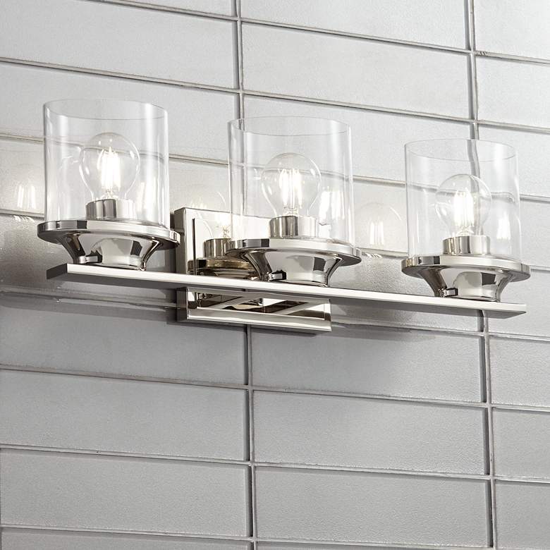 Image 1 Possini Euro Amalia 23 inchW Polished Nickel 3-Light Bath Light