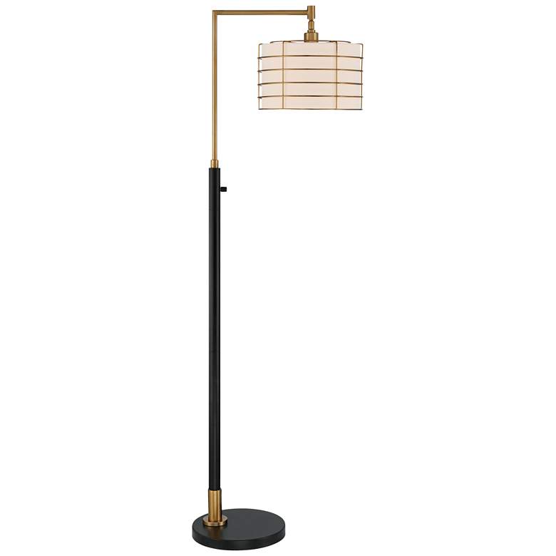 Image 2 Possini Euro Amani 63 1/2 inch Black Gold Chairside Downbridge Floor Lamp