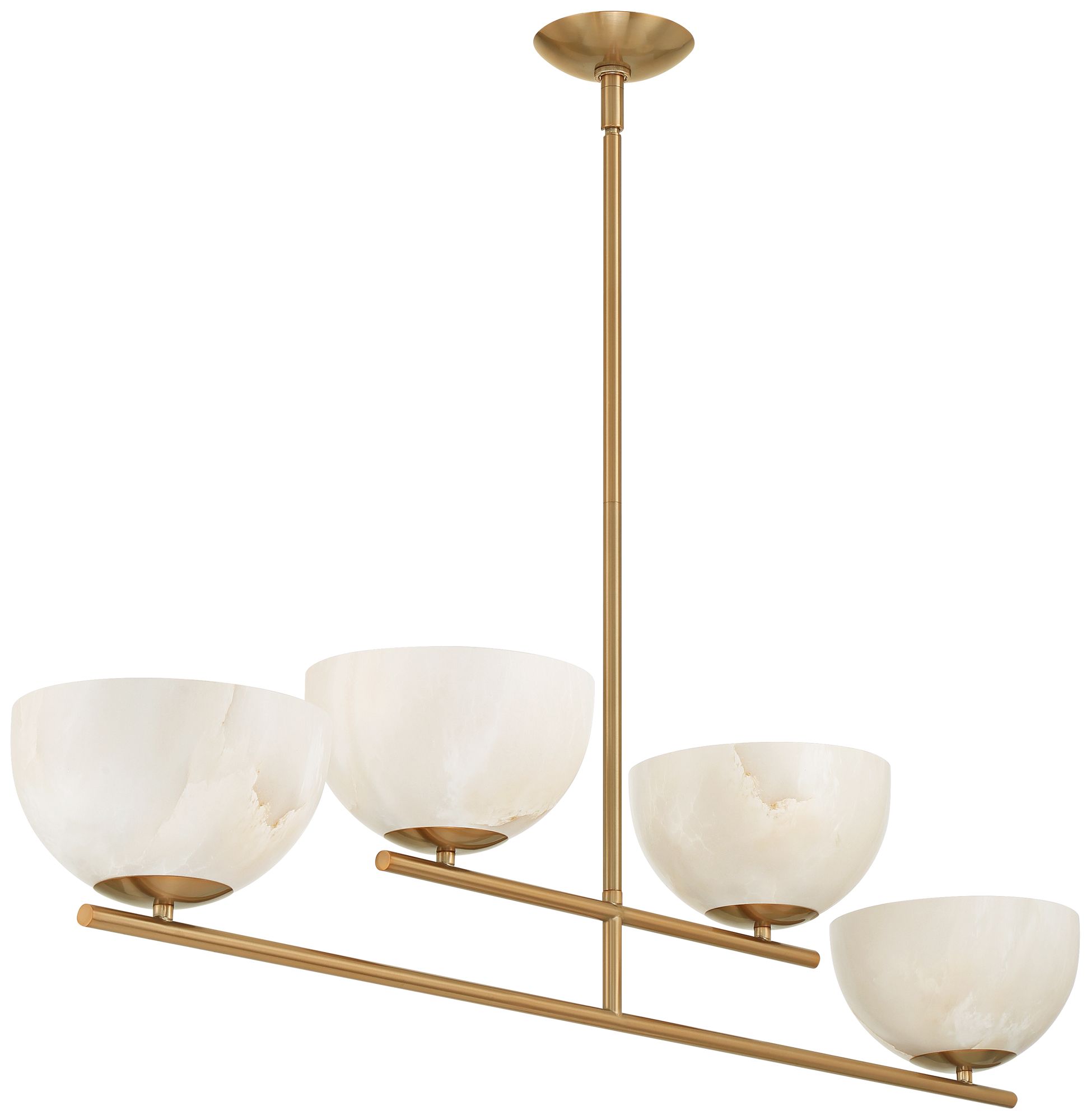 Possini Euro Amaria 46" Wide Soft Gold Glass 4-Light Linear Pendant