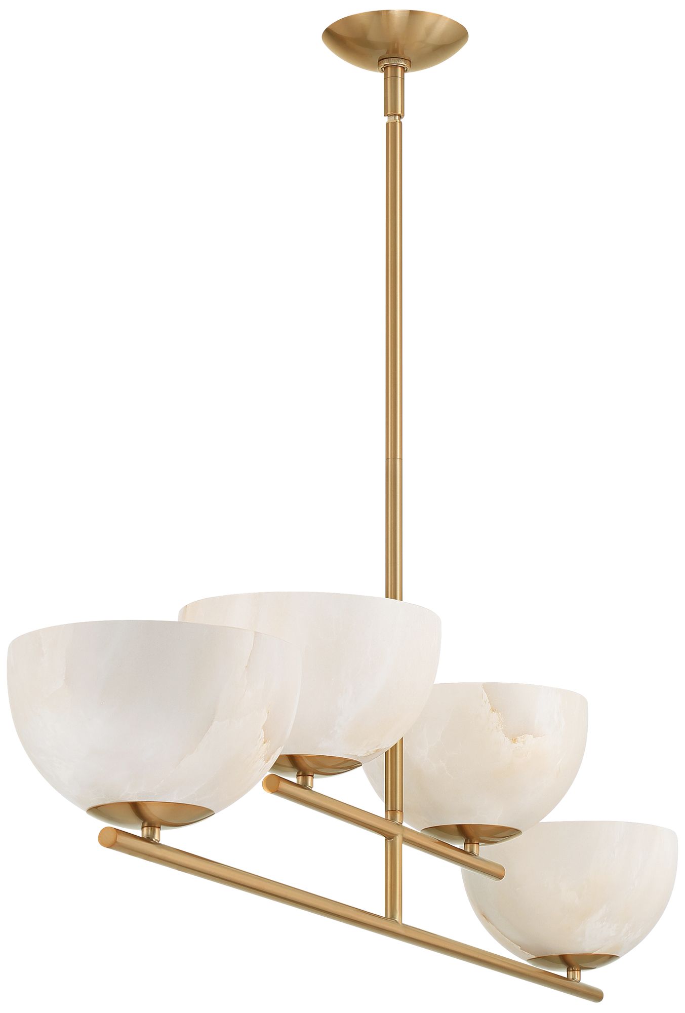 Possini Euro Amaria 46" Wide Soft Gold Glass 4-Light Linear Pendant