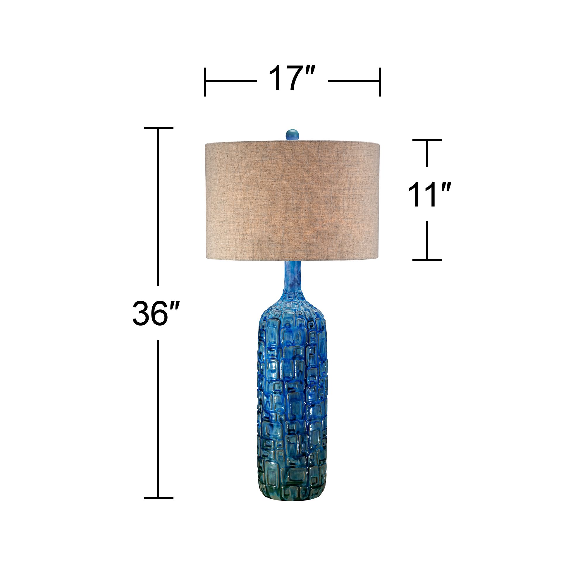 Possini Euro Amberina 36" High Teal Blue Modern Ceramic Table Lamp