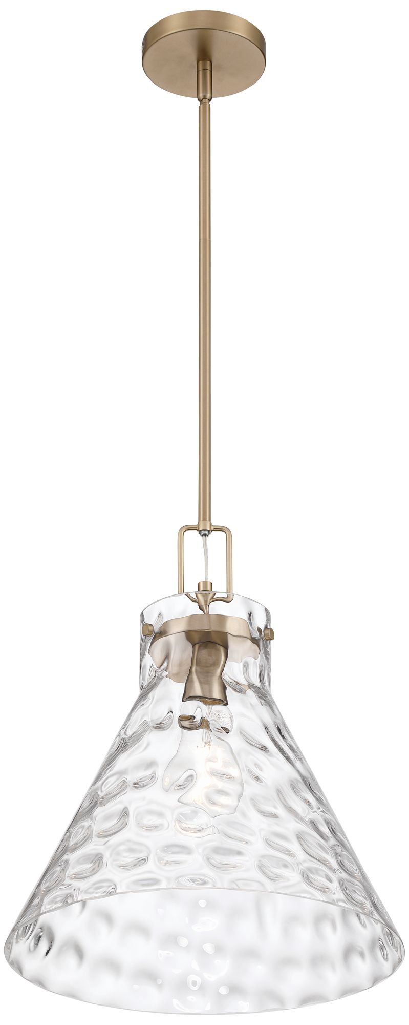 Possini Euro Amicia 14" Wide Matte Brass Hammered Glass Pendant Light in scene