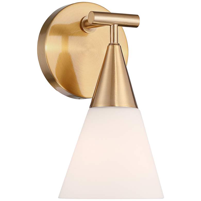 Image 3 Possini Euro Amie 9 1/2" High Warm Brass and Opal Glass Sconce