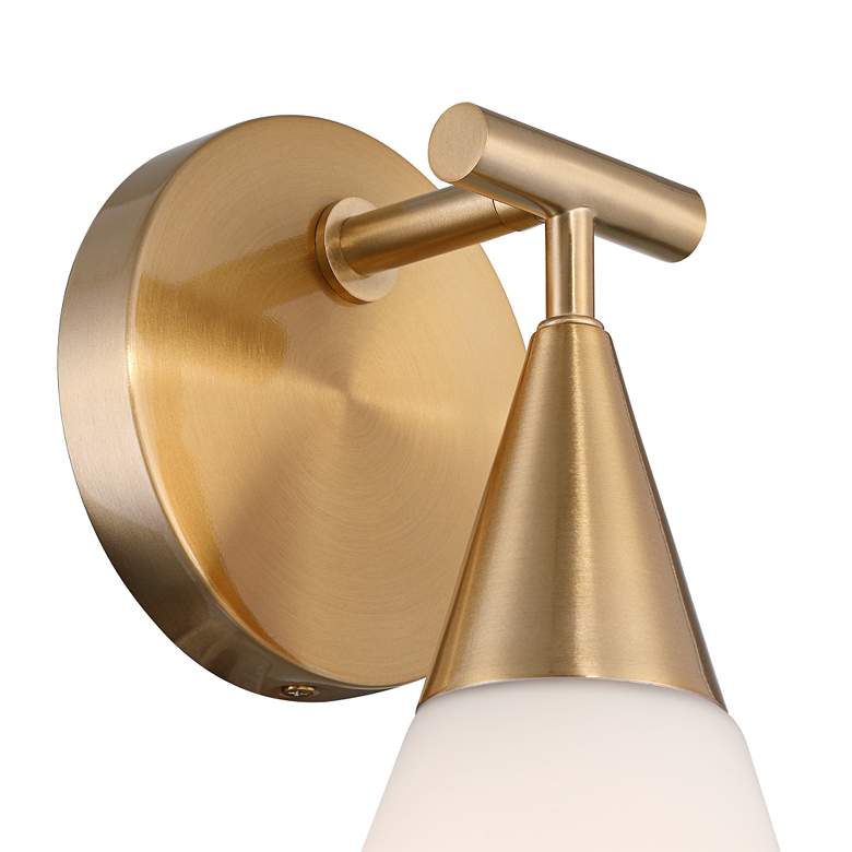 Image 4 Possini Euro Amie 9 1/2" High Warm Brass and Opal Glass Sconce more views