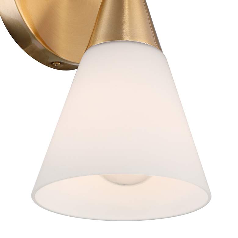 Image 5 Possini Euro Amie 9 1/2" High Warm Brass and Opal Glass Sconce more views