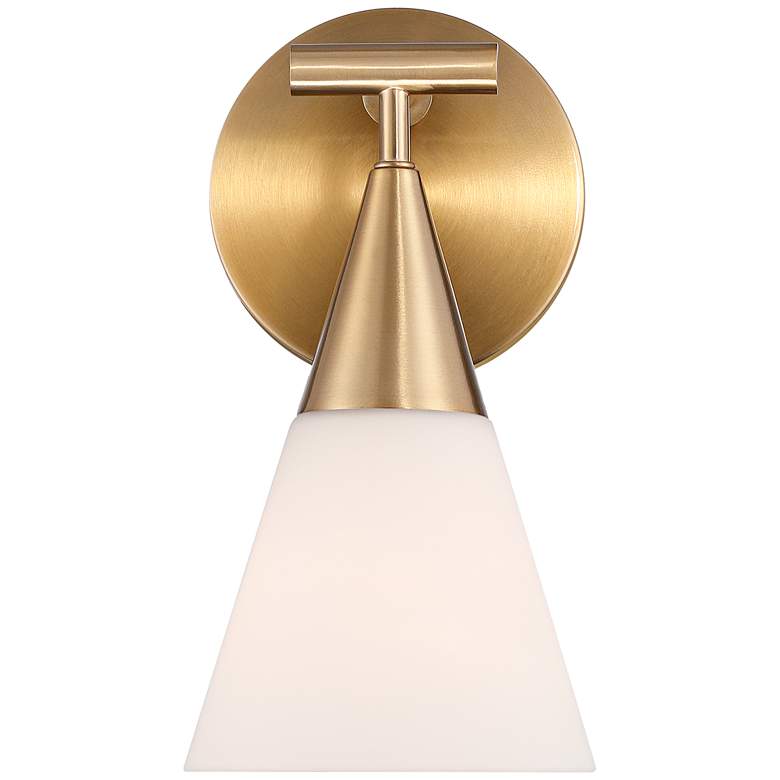 Image 6 Possini Euro Amie 9 1/2" High Warm Brass and Opal Glass Sconce more views