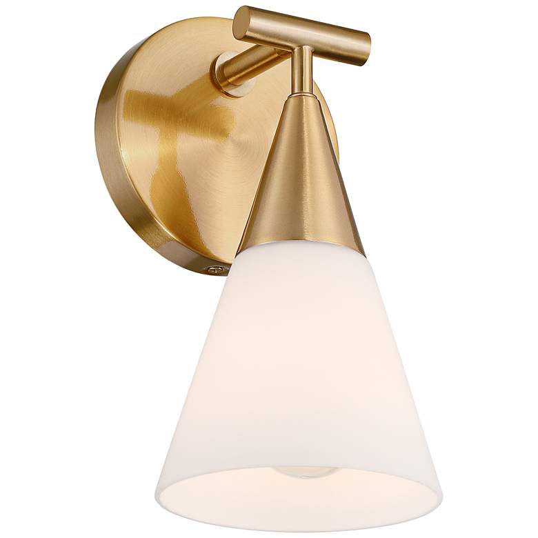 Image 7 Possini Euro Amie 9 1/2" High Warm Brass and Opal Glass Sconce more views
