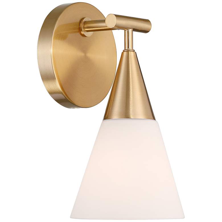 Image 7 Possini Euro Amie 9 1/2"H Warm Brass and Opal Glass Sconce Set of 2 more views