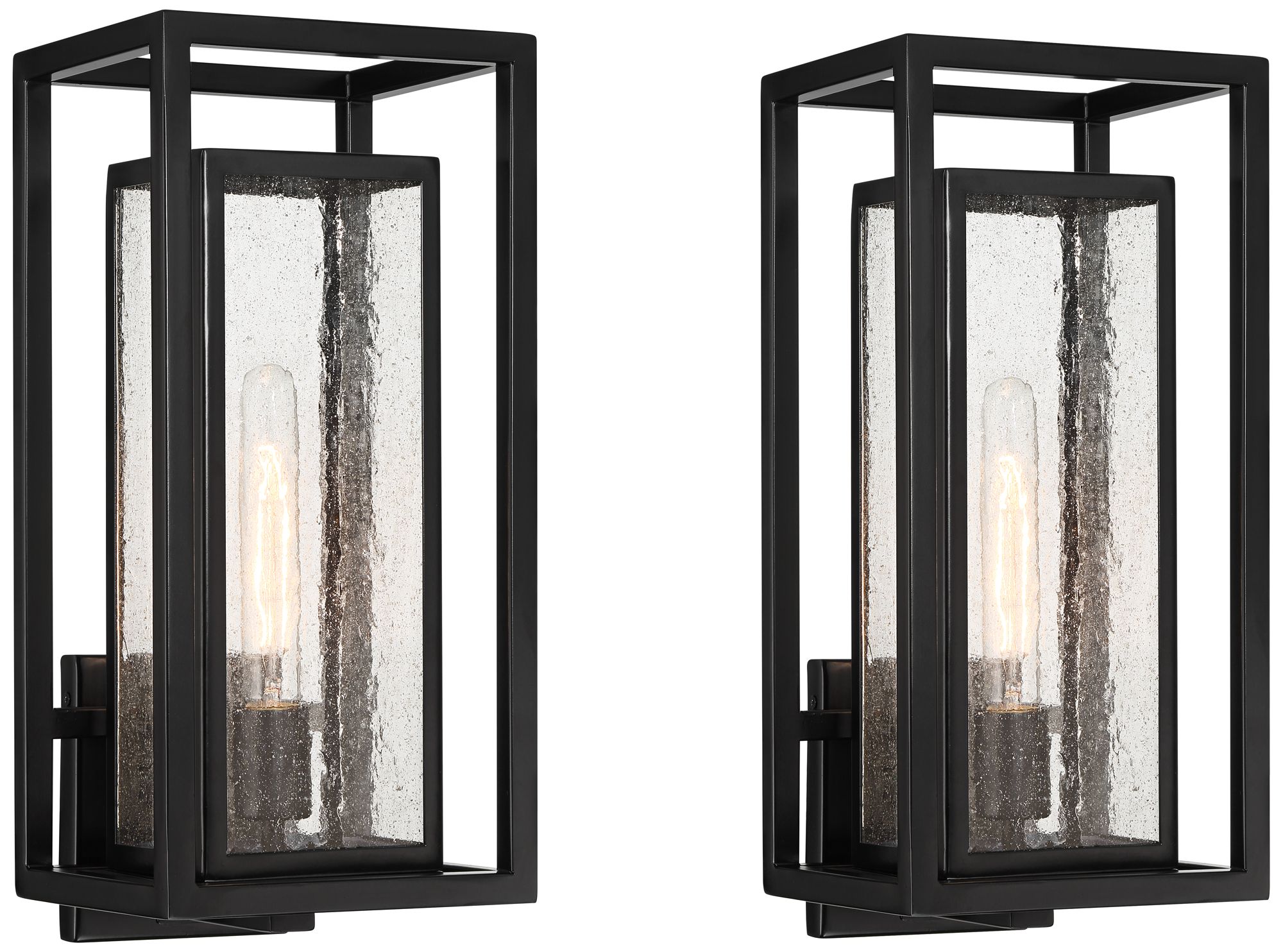 Image 2 Possini Euro Amir 18" High Black Outdoor Wall Light Set of 2