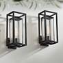 1_Possini Euro Amir 18" High Black Outdoor Wall Light Set of 2