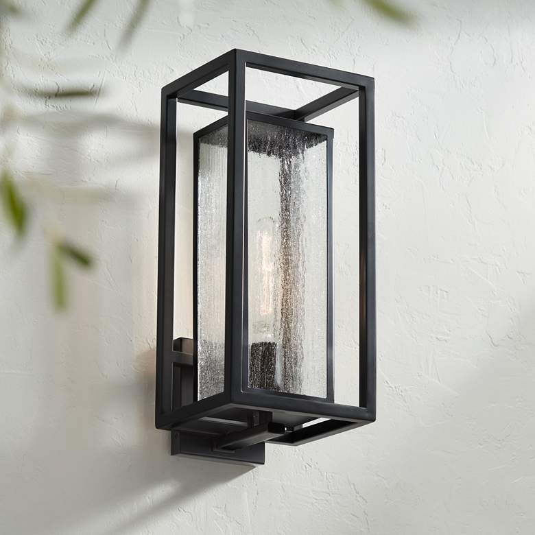 Image 2 Possini Euro Amir 18" High Black Outdoor Wall Light