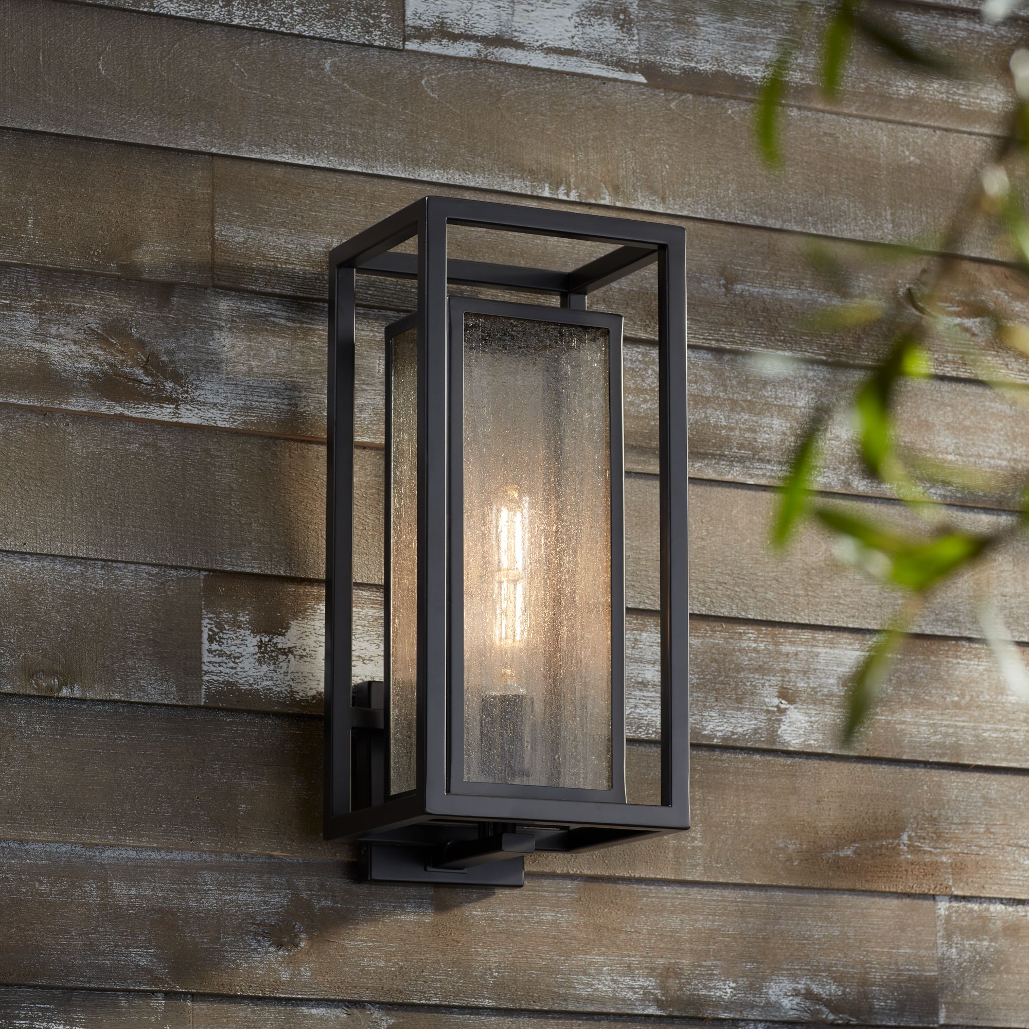 Possini Euro Amir 18" High Black Outdoor Wall Light in scene