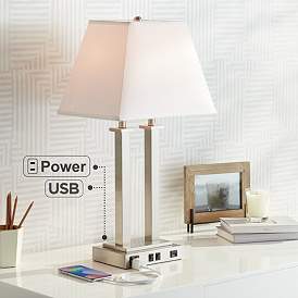 Image2 of Possini Euro Amity 26" High Desk Lamp with USB Port and Outlet