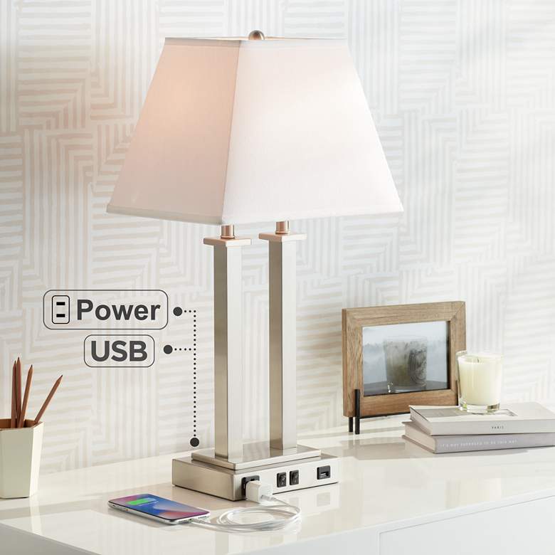 Image 2 Possini Euro Amity 26" High Desk Lamp with USB Port and Outlet