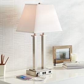 Image1 of Possini Euro Amity 26" High Desk Lamp with USB Port and Outlet