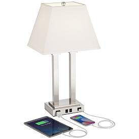 Image4 of Possini Euro Amity 26" High Desk Lamp with USB Port and Outlet more views