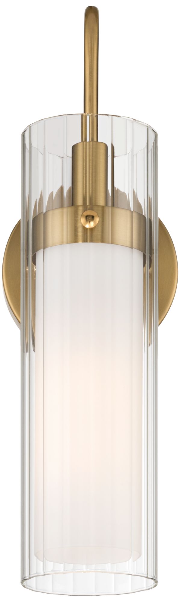 Possini Euro Anara 15 1/2" High Soft Gold Fluted Glass Wall Sconce