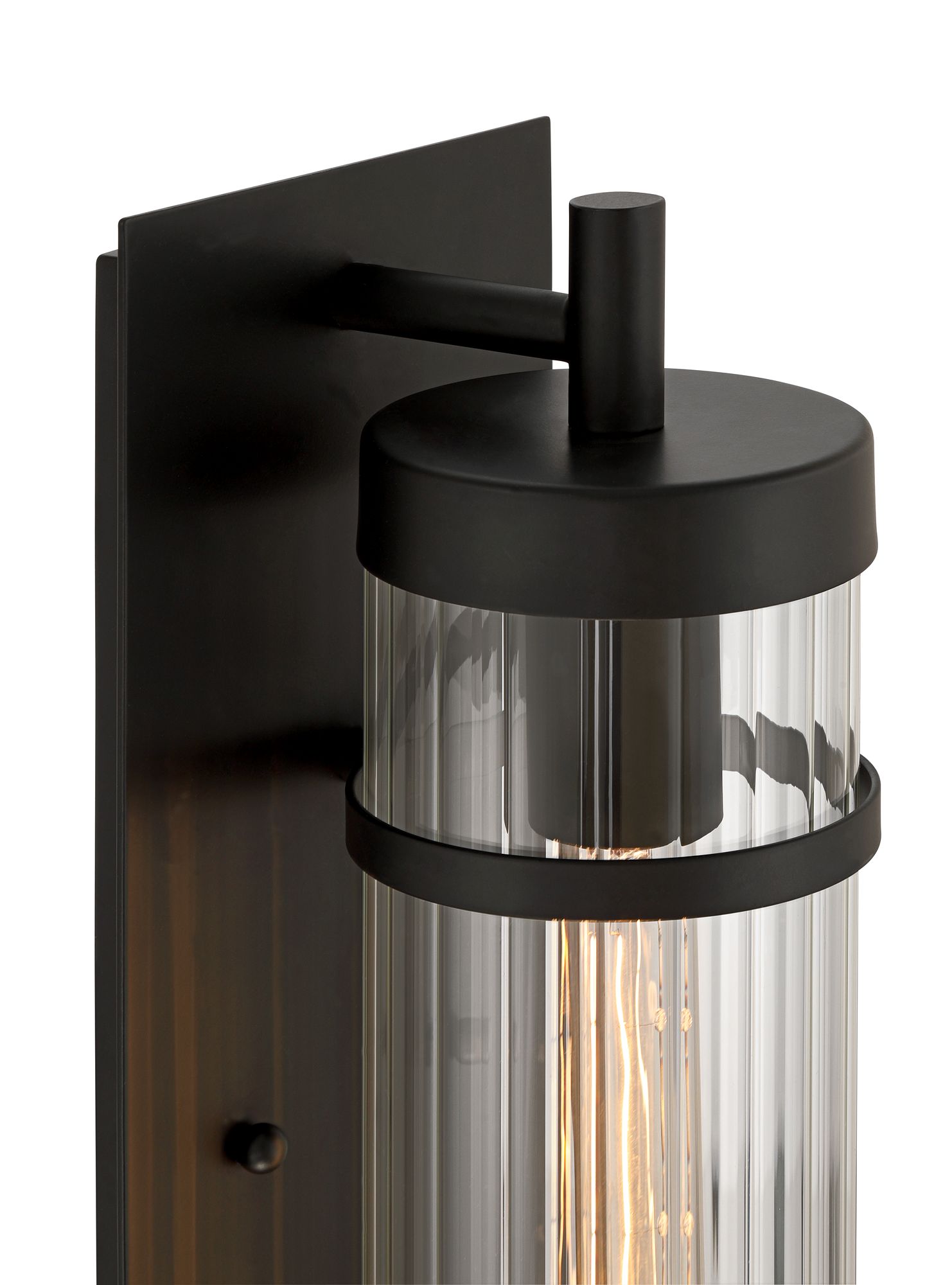 Image 3 Possini Euro Andar 22" High Black and Fluted Glass Outdoor Wall Light more views