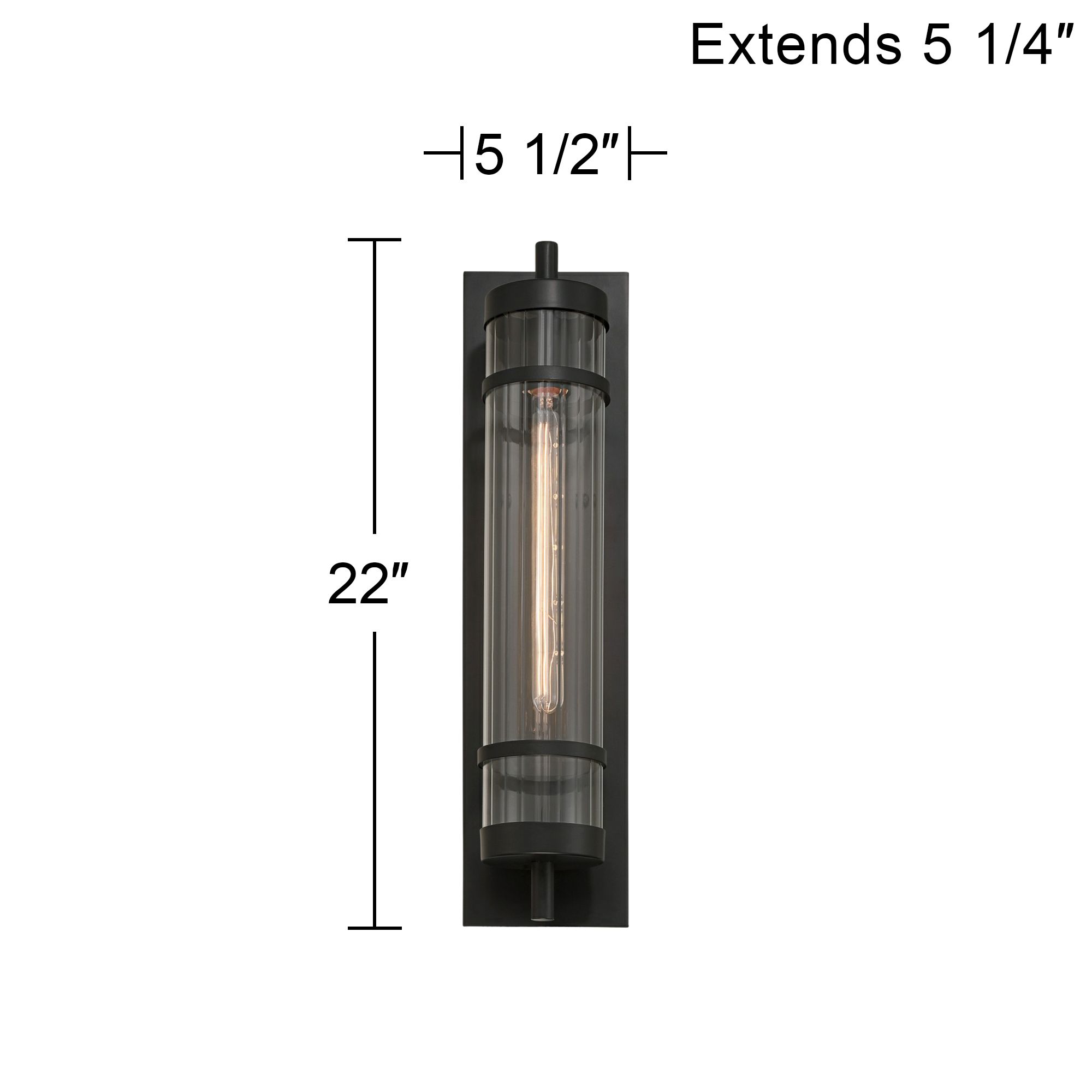 Possini Euro Andar 22" High Black and Fluted Glass Outdoor Wall Light