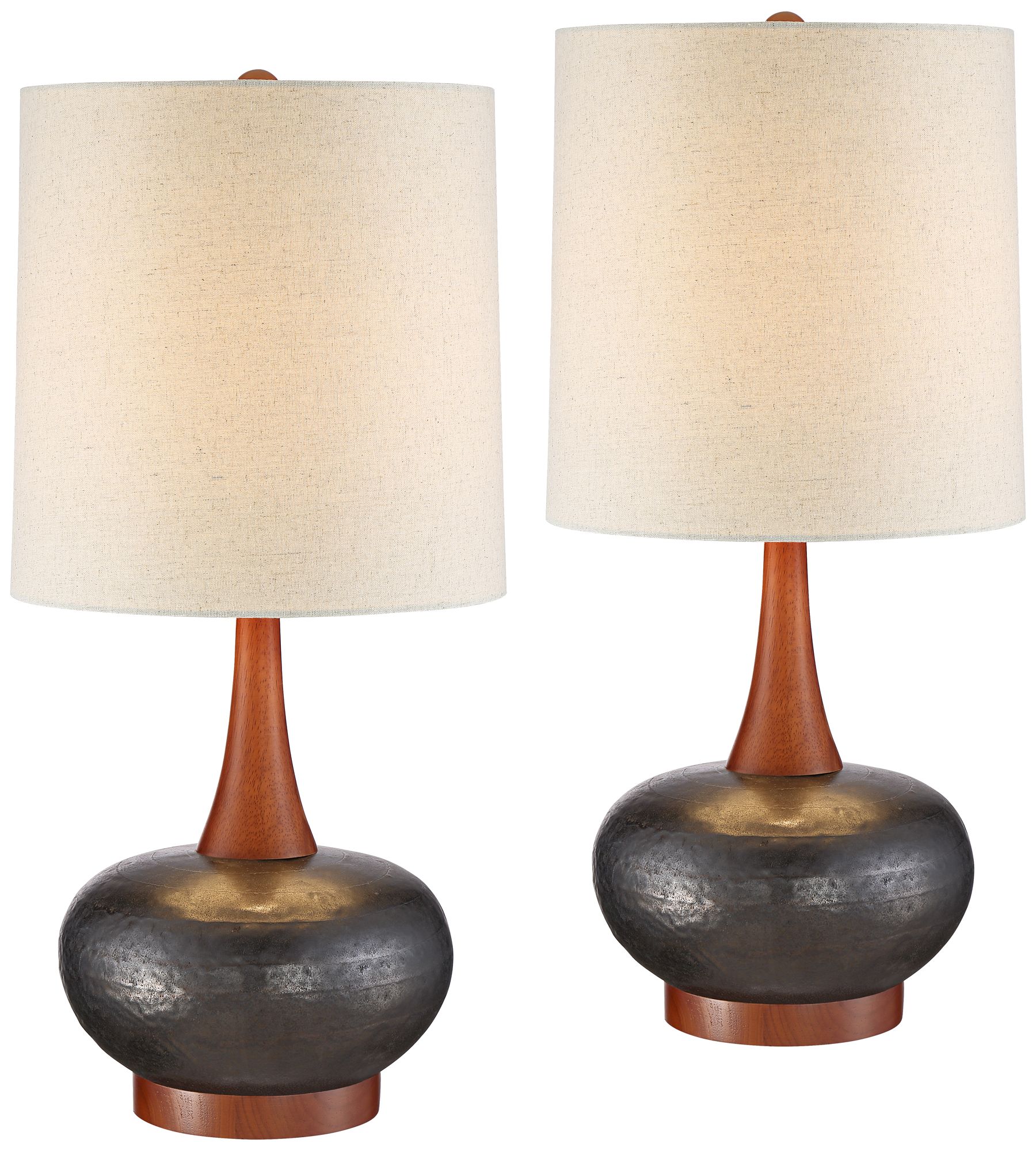 Image 2 Possini Euro Andi 24 1/2" Brown Gourd Modern Ceramic Lamps Set of 2