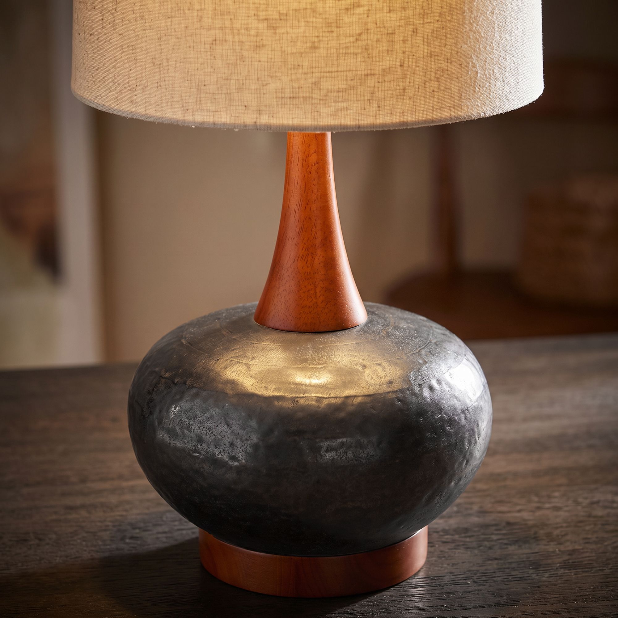 Image 4 Possini Euro Andi 24 1/2" Wood and Ceramic Mid-Century Modern Lamp more views