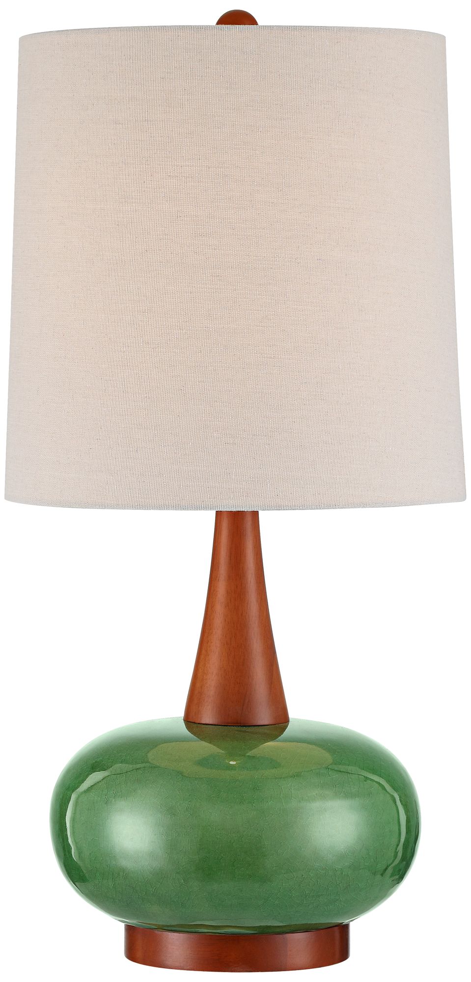 Image 3 Possini Euro Andi 25" Modern Wood and Green Ceramic Table Lamp