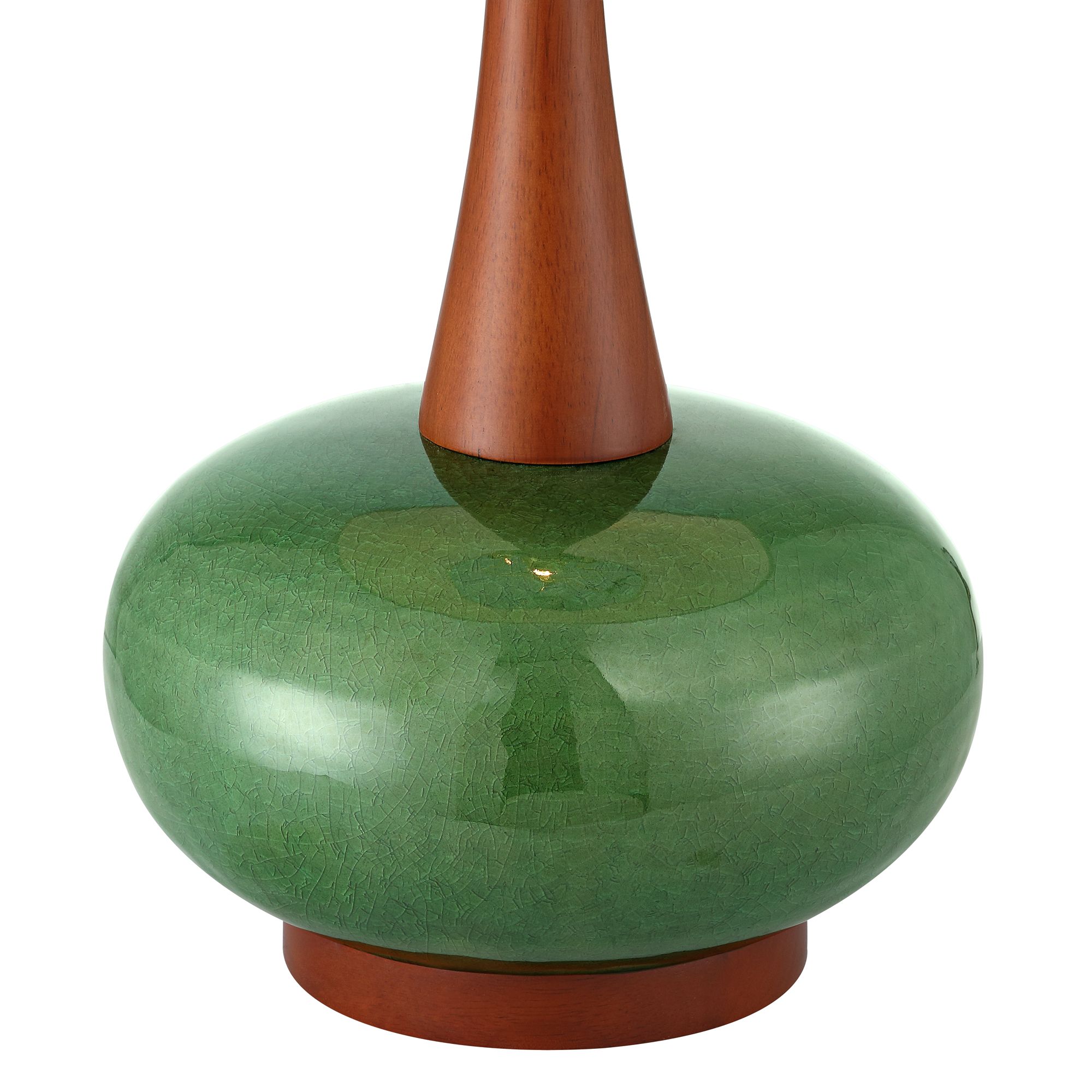 Image 5 Possini Euro Andi 25" Modern Wood and Green Ceramic Table Lamp more views