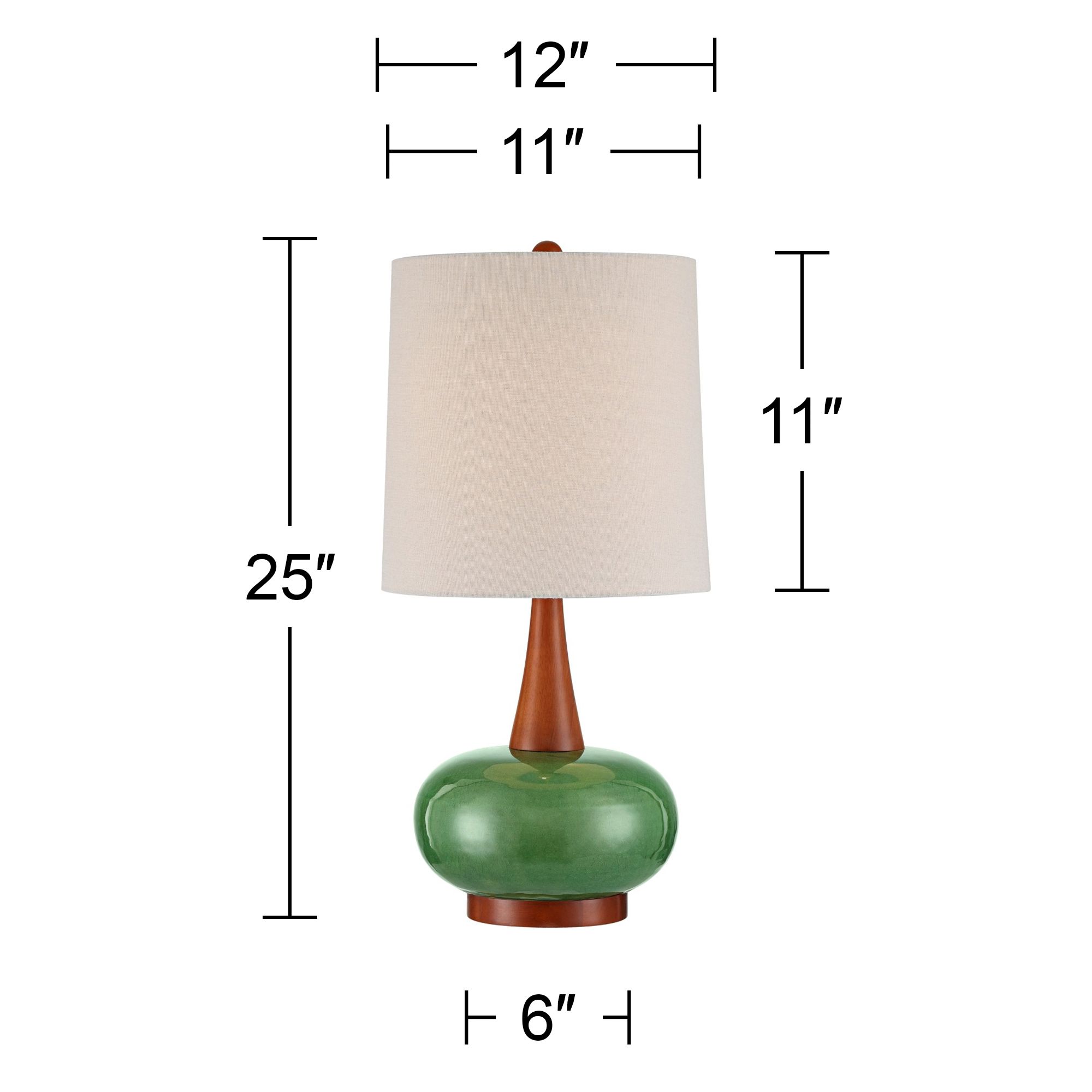 Possini Euro Andi 25" Modern Wood and Green Ceramic Table Lamp in scene