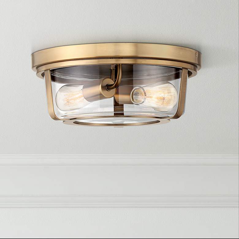 Image 1 Possini Euro Angeline 13" Wide Warm Brass 2-Light Ceiling Light