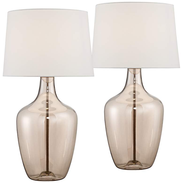 Image 2 Possini Euro Ania Modern Champagne Glass Jar Table Lamps Set of 2