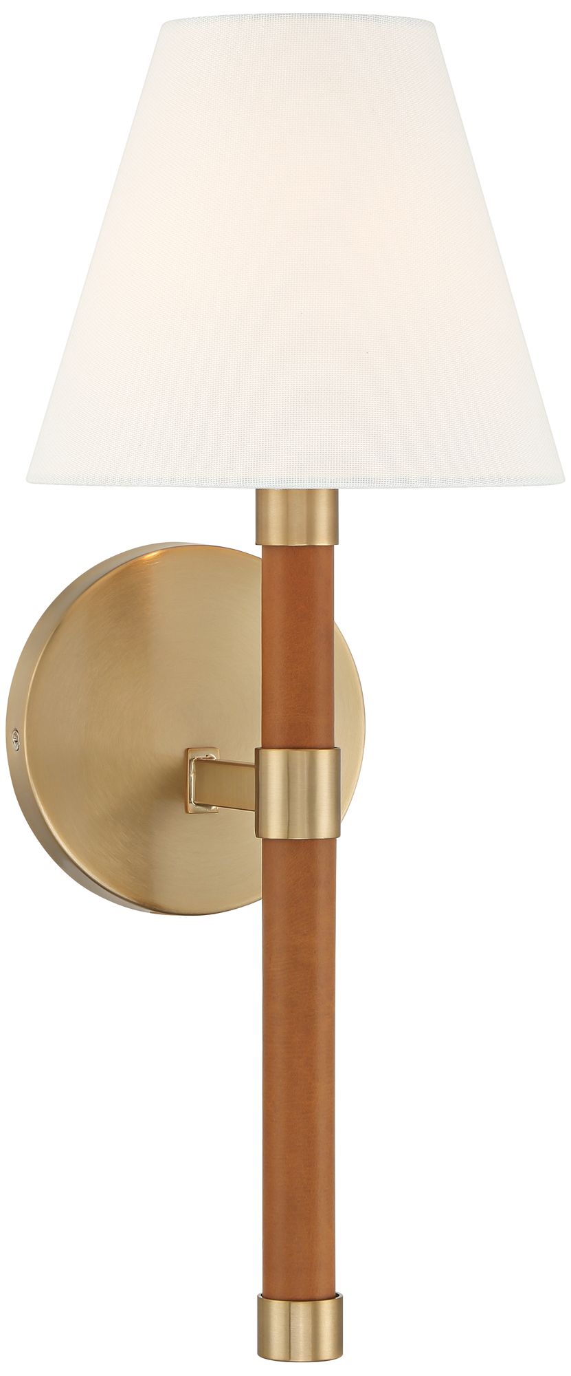 Image 2 Possini Euro Aniline 17 1/2"H Soft Gold and Faux Leather Wall Sconce
