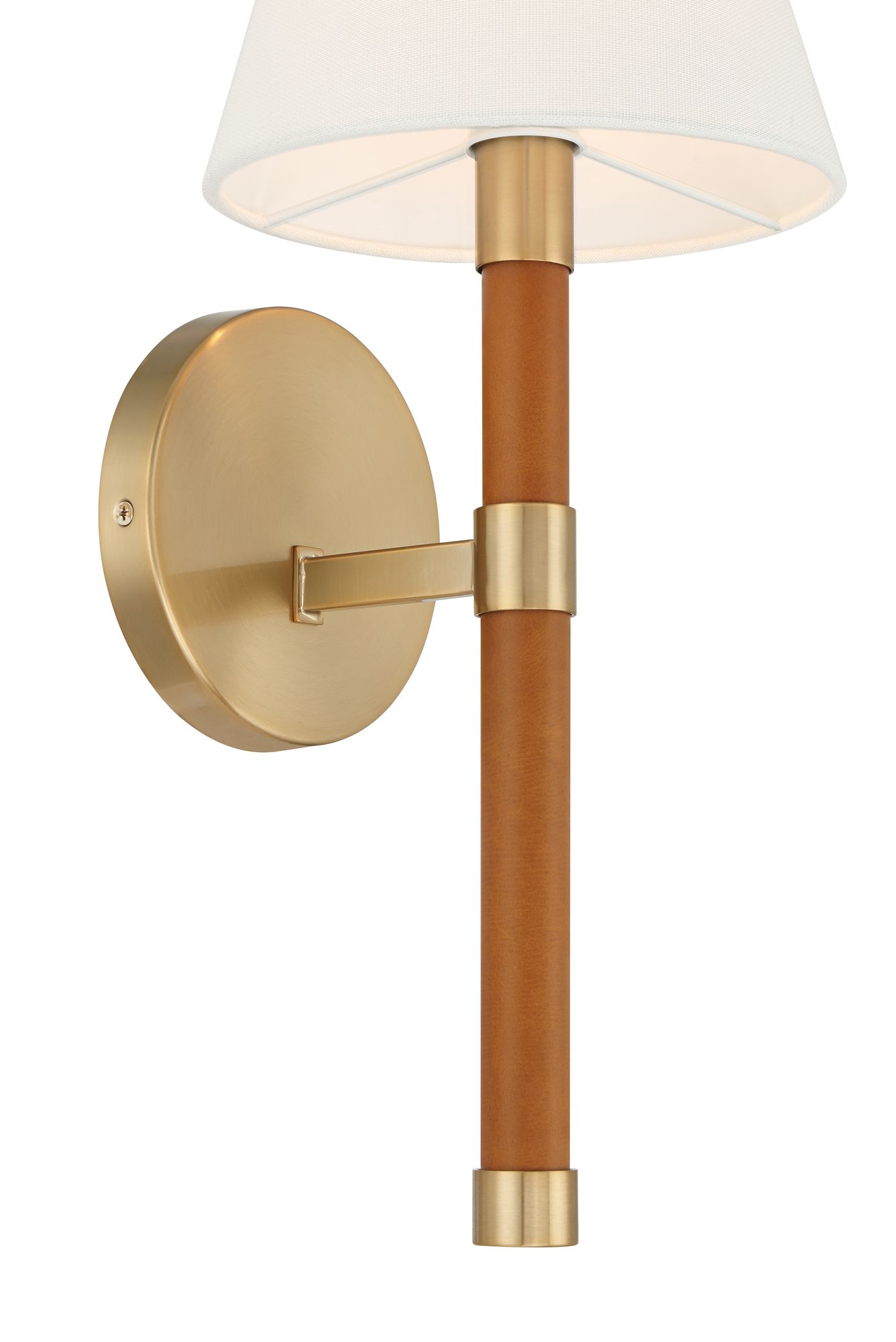Image 4 Possini Euro Aniline 17 1/2"H Soft Gold and Faux Leather Wall Sconce more views