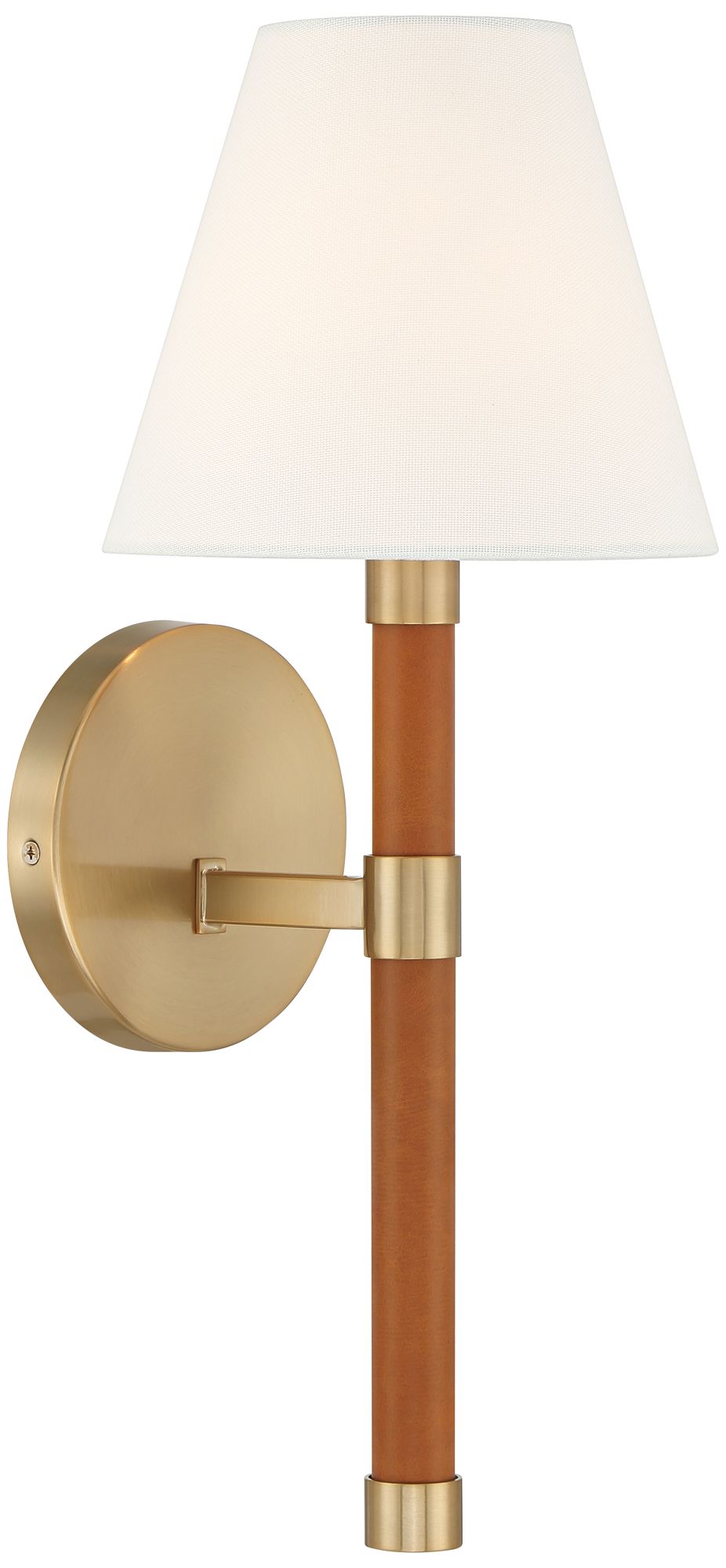 Image 7 Possini Euro Aniline 17 1/2"H Soft Gold and Faux Leather Wall Sconce more views
