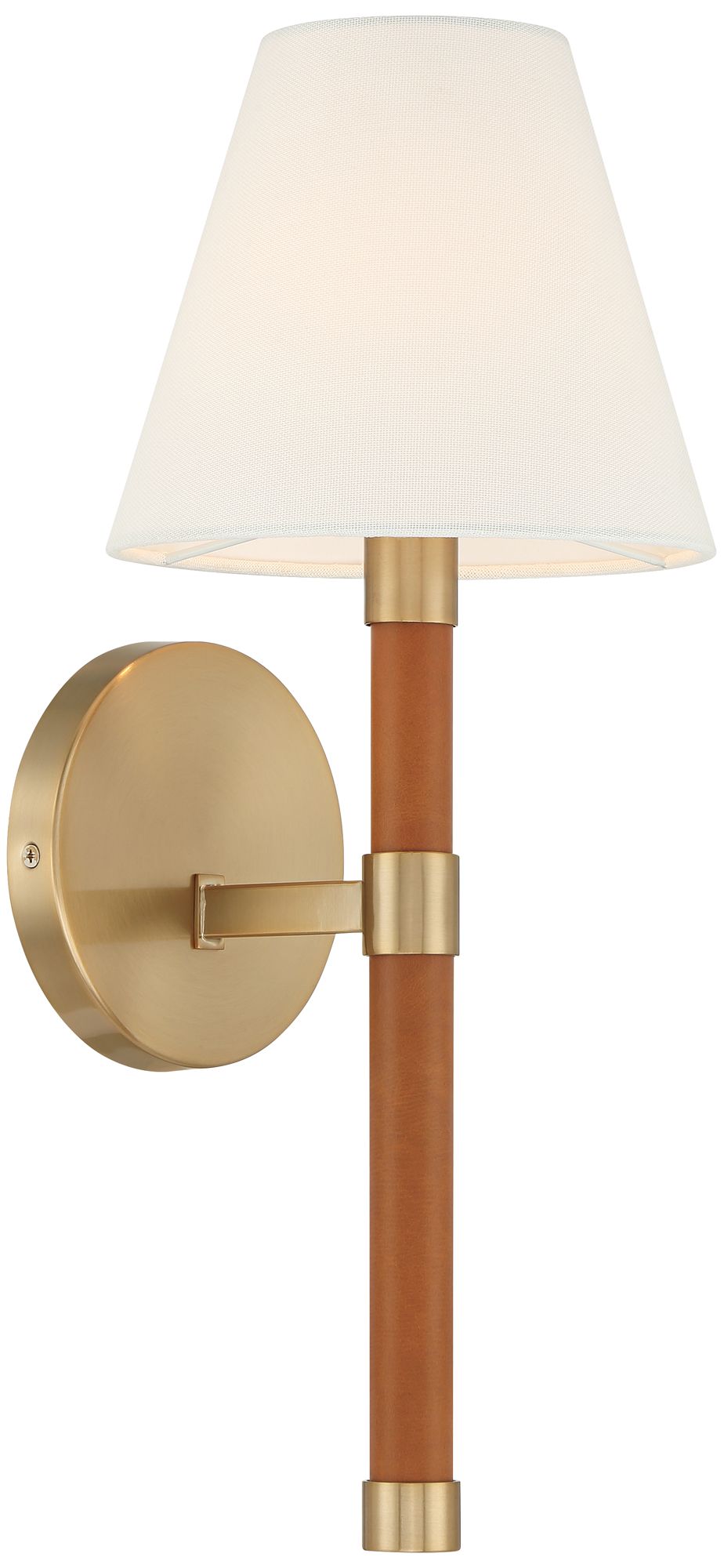 Possini Euro Aniline 17 1/2"H Soft Gold and Faux Leather Wall Sconce