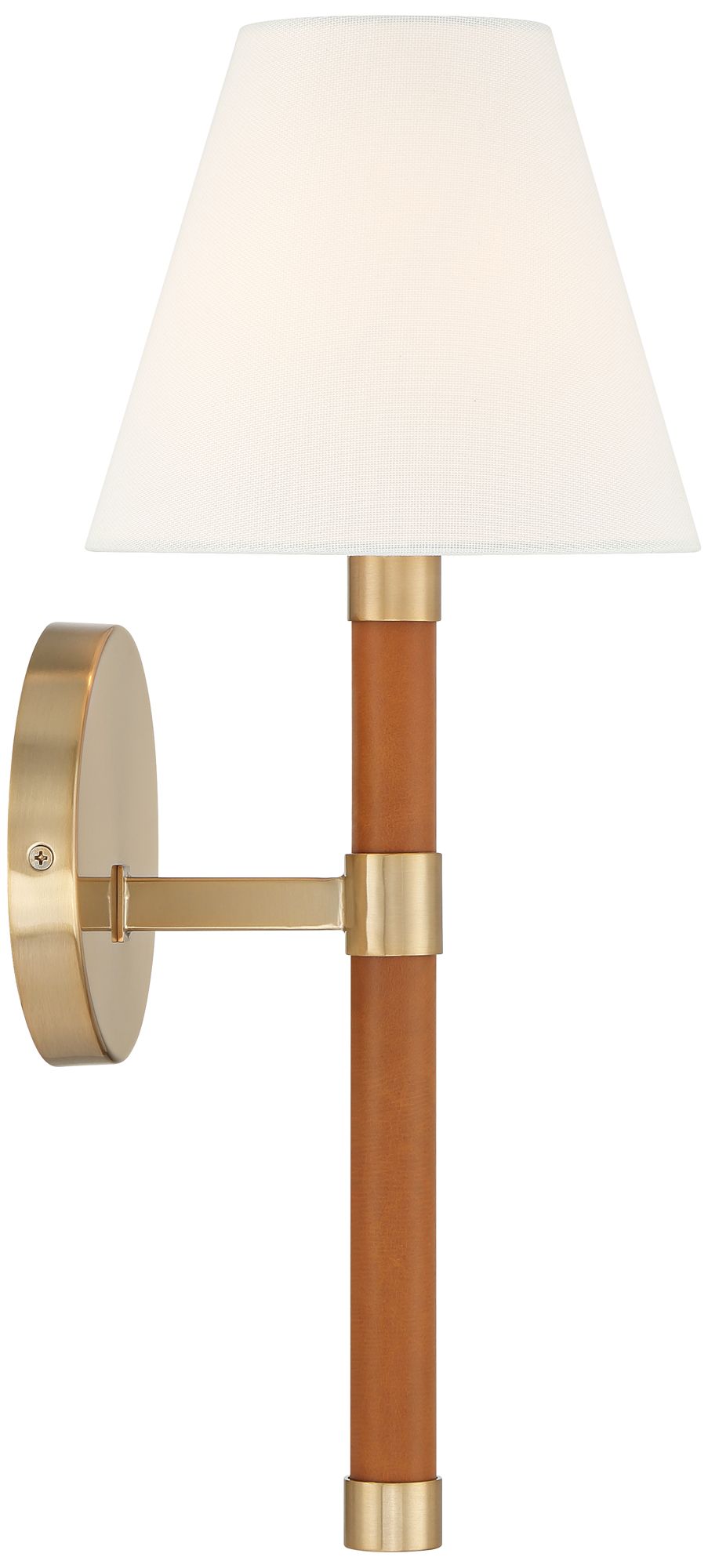 Possini Euro Aniline 17 1/2"H Soft Gold and Faux Leather Wall Sconce