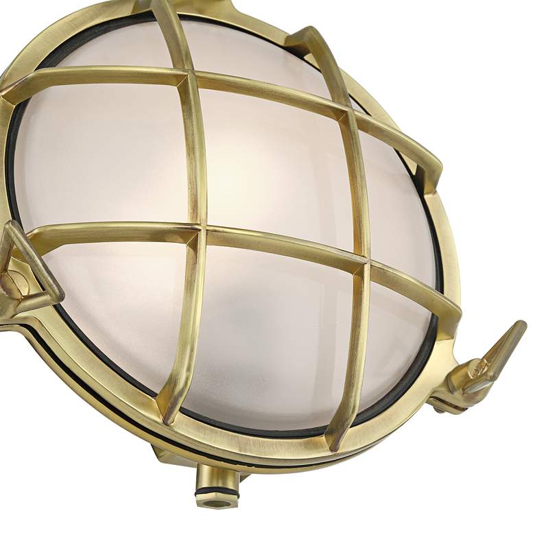 Image 3 Possini Euro Anjali 10" High Brass Bulkhead Outdoor Wall Light more views